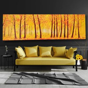 Autumn in Scotland by Anju Desai. A vibrant and imaginative painting of Scotland's autumn, created with bright colors and whimsical trees. This artwork is a therapeutic expression of Anju's desire to visit Scotland, capturing the magic of autumn through her artistic vision.