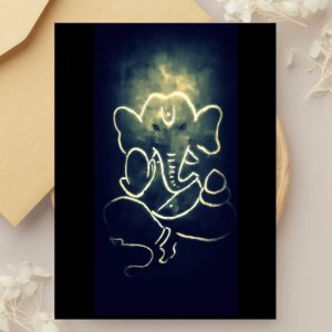 Ganesha Black & Gold - Art Greeting Card painted by Anju nz