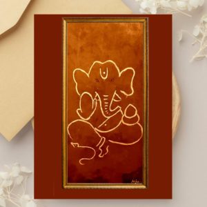 Ganesha Red- Art Greeting Card painted by Anju nz