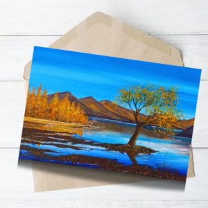 Lake Wanaka- Art Greeting Card by Anju nz acrylic painting