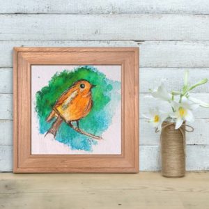 Original watercolour painting titled 'Little Birdy,' featuring a cute and cheerful little bird. The artwork captures the bird’s vibrant colors and joyful expression, bringing a sense of warmth and happiness.