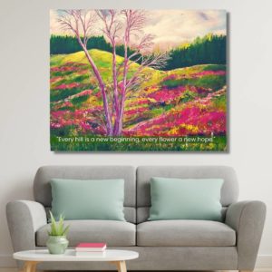 Just Before Tairua Painting with the quote 'Every hill is a new beginning, every flower a new hope.