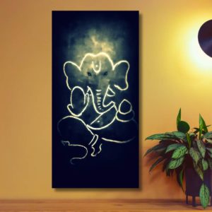 "Ganesha print in black and gold, available as an oblong poster. The luxurious combination adds a touch of elegance and divinity."