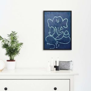 Ganesha print in black and white, offered as an oblong poster. The monochrome design offers a sophisticated and modern aesthetic.