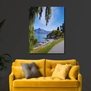 Lake Wakatipu Queenstown New Zealand - NZ landscape poster art print. happy positive colourful nz landscape gift idea art print