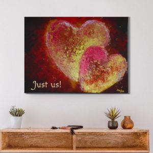 Heart Painting with the quote 'Just Us. red and gold heart