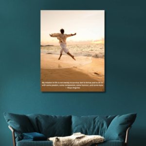 Thrive with Passion and Style - inspirational poster. Women happy empowerment quote positive