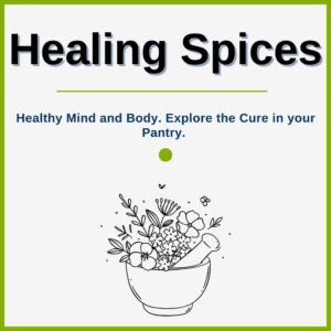 A variety of colorful healing spices like turmeric, cinnamon, and cloves displayed in small bowls.
