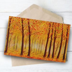 Greeting card yellow tress autumn colours